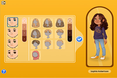 An example of a personal avatar being setup in Lexia English